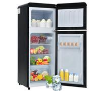 Combinazione Frigorifero E Congelatore Retrò,Frigorifero a Doppia Porta Superiore E Inferiore,Capacità Totale 92L,Con Capacità Congelatore 28L,116 Kwh/Anno,Luce LED,Cassetto Verdura,Black