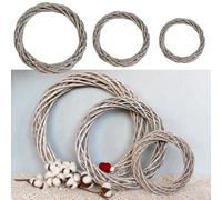 Combinazione in rattan e vimini per anello per festoni decorativi in mercatini di Natale, matrimoni e feste stagionali in interni (20 cm)