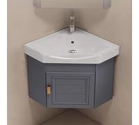 Combinazione lavabo da bagno, set di armadietti da parete con rubinetti per acqua calda e fredda, lavabo multifunzionale per piccoli spazi,