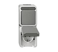 COMBINAZIONE PRESA E INTERRUTTORE MERTEN & STORCK Combinazione presa SCHUKO con interruttore a levetta, 250 V, Grigio chiaro