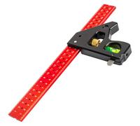 Combinazione quadrata regolabile in lega di alluminio, righello da falegname da 30 cm per angoli di 90 ° e 45 ° con livella a bolla integrata per fai da te e lavorazione dei metalli