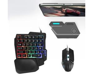 Combinazione Tastiera e Mouse da Gioco a Mezza Mano, Pacchetto Combinato 4 in 1, Adattatore Convertitore Bluetooth 5.0 per Tastiera K13 e Mouse G4, con Supporto per Telefono, per
