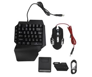 Combinazione Tastiera e Mouse da Gioco RGB con una Sola Mano con Convertitore, Supporto per Telefono Regolabile, Pacchetto Combinato Gioco Mobile 4 in 1 con BT, Mezza Tastiera