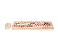Combinazione tastiera e mouse wireless, mouse a filo 104 tasti Kit tastiera ergonomica per giochi da ufficio con cappuccio carino per ragazze, lavoro a casa, giochi, tè al latte, colore misto, tondo,