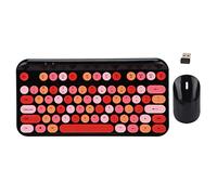 Combinazione Tastiera e Mouse Wireless, Mouse Tastiera USB da 2,4 GHz 75 Tasti Set Mouse Tastiera da Gioco Wireless Full Size Set Mouse Tastiera Carino per Computer Laptop, Regalo Ragazza(rosso nero)
