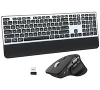 Combinazione tastiera e mouse wireless, ricevitore USB 2 in 1 e doppio Bluetooth, tasti con interruttore a forbice, scorrimento intelligente per Windows, Mac, Linux, Chrome, ideale per ufficio e
