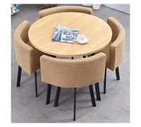Combinazione tavolo e sedia, tavolo rotondo per ufficio, soggiorno, sala da pranzo, design moderno, 1 tavolo, 4 sedie, caffetteria, tempo libero, hotel, camera da letto, soggiorno (A)