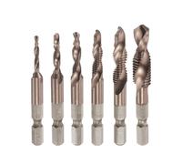 Combinazione Trapano Tocca Punta M3 M4 M5 M6 M8 M10 con 1/4" Gambo 6pz