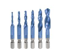 Combinazione Trapano Tocca Punta Set M3 M4 M5 M6 M8 M10 con 1/4" Gambo 6pz