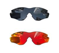 Combine8 2 lenti di ricambio per occhiali da sole Oakley M2 Frame OO9212/M2 Frame XL OO9343/M2 Frame Asian Fit - Nero + Rosso Fuoco