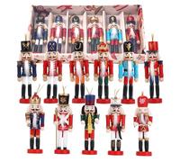 COMBIUBIU 11PCS Schiaccianoci Natalizi Tradizionale Artigianale In Legno Di Pino,Nutcracker Christmastavolo Da Pranzo Caminetto Finestra Casa Decorazione Di Natale,Natale Conto Alla Rovescia Regalo