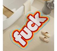 COMBLUE Cool Rugs for Bedroom,Cute Small Rugs,Funky Unique Rugs,Tufted Graphic Dorm Rugs, Funny Rugs Aesthetic Bathroom Mat,Colorful Rugs,Cool Decor Fu.ck Machine Non Slip Washable Absorbent 33 x 17