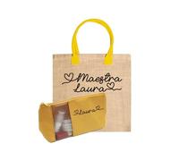 Combo Borsa e Pochette Colorata Donna Coordinate da Mare Spiaggia Piscina Personalizzata con Nome e Iniziale Idea Regalo Maestre Estate Vacanze Fine Anno Scolastico Insegnanti Astuccio Multiuso 9