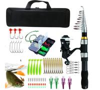 Combo Canna Da - Colore Nero Combo Da Portatile Con | Kit Di Rotazione Per Adulti Viaggio Acqua Salata Acqua , Accessori Riutilizzabili Creature Marine Portatili Po