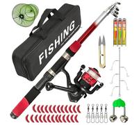 Combo Canna da e Mulinello | Con Portatile Attrezzatura Da Retrattile - Canna Per Acqua Salata - Per Barca Kayak Traina Costiera Acqua Riva Surf Fiume Lago Spiaggia Campeggio