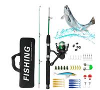 Combo canna da pesca e mulinello per bambini, canna da pesca per bambini,Combinazioni di canna da pesca e mulinello pieghevoli - Canna da pesca con borsa per il trasporto per compleanno Natale Capodan