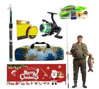 Combo Canna e Mulinello da Pesca Canna e lenza per pesca natalizia | Lenza e Esche Per appassionati, pescatori, papà, uomini, mariti, fidanzati, feste, raduni, fiumi e torrenti