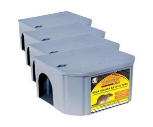 Combo Contenitore Esca Sicura Topi + Chaparat Pasta Esca Topicida 150g - Veleno per Topi Sicuro e Efficace per Controllo Roditori (Confezione da 4)