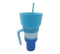 COMBO COWC COWC, Foglio Coppa Coppa COMBA, Snack Drink Cups 2 In 1 Con Paglia, 26,5x14 Cm, Design A Tumbler Diviso, S-eal Resistente Alle Perdite Per Viaggi Per Viaggi In Casa Eventi Sportivi Per Este