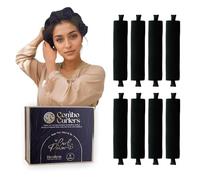 Combo Curlers Bigodini per capelli senza calore, bigodini in schiuma per dormire, senza calore, per donne, estremità avvolte in raso e morbidi, set da 8 pezzi per riccioli Hollywood Blowout (nero)