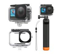 Combo custodia impermeabile TELESIN per Action 6, guscio subacqueo + asta galleggiante 60M/196FT per immersioni e snorkeling, con staffa a rilascio rapido e accessori per Action 6 ABS