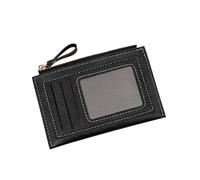 Combo Delight Porta carte da donna, nero, in pelle sintetica testurizzata, design compatto con cerniera, 13,6 x 8,5 cm, 6 scomparti per carte di credito