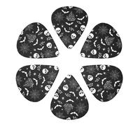 Combo di plettri per chitarra classica Halloween Witchcraft Witch Pumpkin Spider Black, confezione da 6 351 palette a forma di per chitarra acustica, elettrica e basso, set da 0,46 mm/0,71 mm/0,96