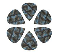 Combo di plettri per chitarra premium, glitter oro, vernice blu marmo astratta, confezione da 6 semi-rotondi per ukulele, basso e strumenti a bassa tensione, calibri 0,46/0,71/0,96 mm