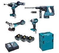 Makita DLX4158TJ Kit Batteria 18V LXT DGA513 DTD153 DHP486 DHR243 3x5,0Ah DC18RC