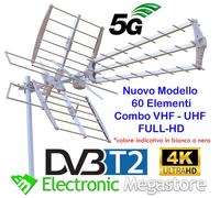 COMBO DVB-T2 UHF VHF con FILTRO 5G Antenna UHF LTE/5G Ready 60 elementi
