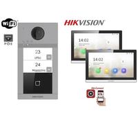 Combo Hikvision Videocitofono 2 tasti + 2x Monitor DS-KH6351-WTE1 +switch