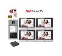 Combo Hikvision Videocitofono 4 tasti + 4x Monitor DS-KH6351-WTE1 +switch
