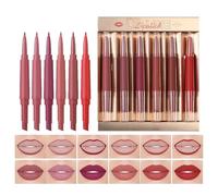 Combo Labbra e Rossetto Set 6 Pezzi Combo Labbra Opaca e Rossetto Per Donne | Lucidalabbra Colorato Doppia Estremità Regalo Per Fidanzata Ragazze Sorella Mamma Moglie