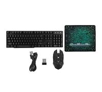 Combo Mouse Tastiera Wireless, Tastiera Ergonomica e Tappetino Mouse DPI Regolabile a 6 Tasti con Retroilluminazione a Luce Colorata per Notebook da Gioco Ufficio