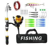 Combo per canna e mulino | Set di attrezzi da con borsa per il trasporto | Combinazione di canne da e forniture - Per acqua salata, acqua , ghiaccio, surf, molo delle barche, mare