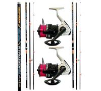 Combo Pesca Surf Casting 2 Canne in Carbonio 2 Mulinelli con Filo