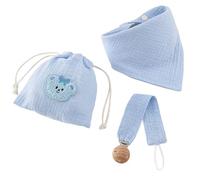Combo porta ciuccio con bandana in morbido cotone lavabile per, include custodia compatta per presentazione regalo, accessori per l ' alimentazione del neonato in cotone organico