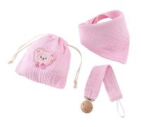 Combo porta ciuccio con bandana in morbido cotone lavabile per, include custodia compatta per presentazione regalo, accessori per l ' alimentazione del neonato in cotone organico