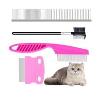 Combo spazzole per cani e gatti - multiuso per la toelettatura, spazzola lisciante per il controllo della caduta, rastrello ergonomico e sicuro per la rimozione dei degli animali domest