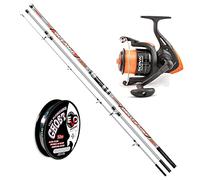 Combo SURF Canna TRABUCCO Oceanic Master Surf 4,20 mt 250g Mulinello TRABUCCO SONIC SURF 6500 Monofilo XPS Arancio gia in Bobina FLUOROCARBON Evo Ghost 0,45OMAGGIO