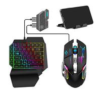 Combo Tastiera Da Gioco Rvb E Retroilluminato A Mano Wired USB, Set Di Tastiera Da Gioco con , Tastiera, Adattatore Convertitore, Supporto Per Telefono E Cavo Di Tipo C Delr
