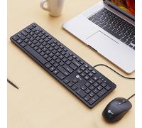 Combo tastiera e mouse cablati Lenovo, connessione USB plug and play, con tastierino numerico, supporto regolabile, mouse ottico cablato, tastiera full-size, compatibile con PC e laptop (nero) Tagli U