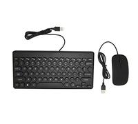 Combo tastiera e mouse cablati, tastiera ergonomica USB per computer con 78 tasti tondi e mouse a 4 pulsanti, scritte impermeabili, design a risparmio energetico per uso domestico (Nera)