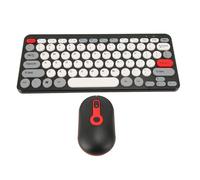 Combo Tastiera e Mouse Wireless, Set Tastiera e Mouse Wireless Copritasti Rotondi Carini Ad Alta sensibilità Ergonomici per PC (BLACK)