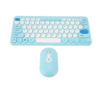 Combo Tastiera e Mouse Wireless, Set Tastiera e Mouse Wireless Copritasti Rotondi Carini Ad Alta sensibilità Ergonomici per PC (BLUE)