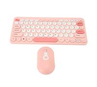 Combo Tastiera e Mouse Wireless, Set Tastiera e Mouse Wireless Copritasti Rotondi Carini Ad Alta sensibilità Ergonomici per PC (PINK)