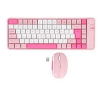 Combo Tastiera e Mouse Wireless, Set Tastiera Mouse Bluetooth Wireless 2.4G Tastiera Computer con Layout QWERTY a 84 Tasti con Ricevitore USB, Mouse 800/1200/1600 DPI (PINK)