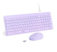 Combo tastiera e mouse wireless viola per desktop Mac iPad Bluetooth 2,4 GHz ricaricabile sottile Silent Click con tastierino numerico compatibile con PC, laptop, tablet (viola)