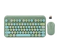 Combo tastiera mouse wireless, compatto full size 2.4G 75 tasti tastiera e mouse ergonomici retrò USB, set mouse per tastiere da gioco per PC desktop laptop (verde) small gift