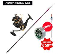 COMBO TROTA LAGO CANNA SELE ATTRACTION 4.00 MT + MULINELLO STR HELIUM 2500 + NYLON AKAMI HELIUM + SELE GALLEGGIANTE - COMBO TROTA LAGO: CANNA SELE ATTRACTION 4.00 MT AZIONE 0-4 GR + MULINELLO SELE HEL